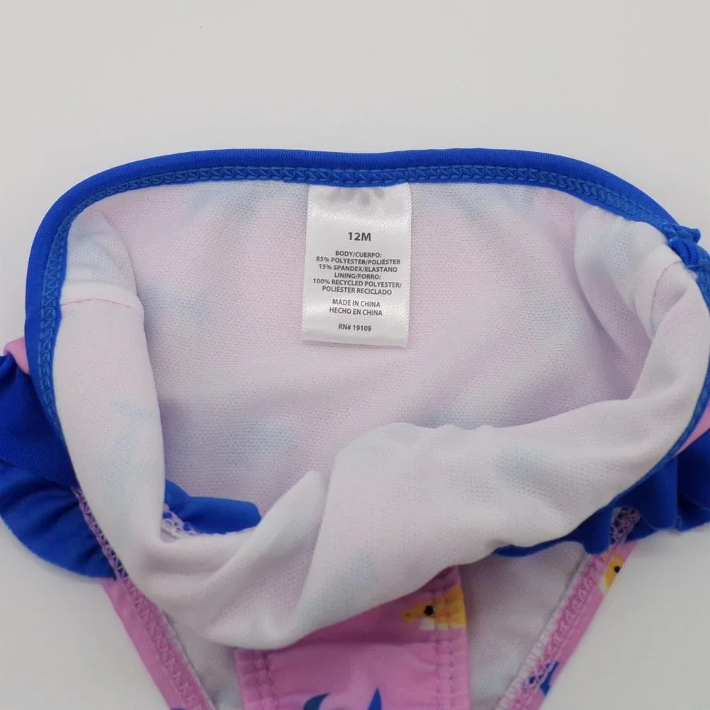 Pinkfong BABY SHARK Girl Swimsuit Sz 12 Month Pink Two Piece Suit Beach